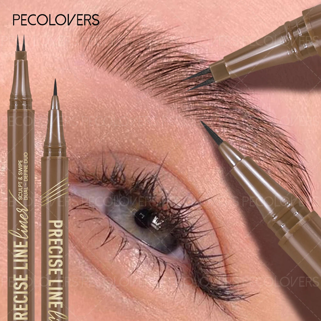2 Forks Eyebrow Pencil Dual-Ended Artist Ultra-Fine Waterproof & Sweatproof, Natural 3D Wild Brow Look, Zpaxo