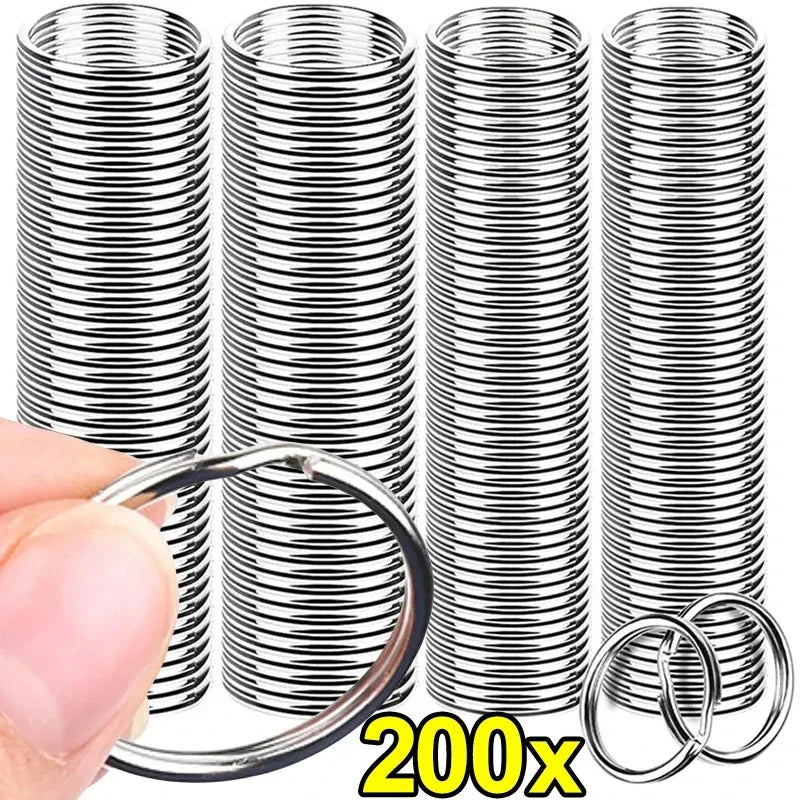 20- Stainless Steel Key Ring Chain Round Flat Split Keychain Polished