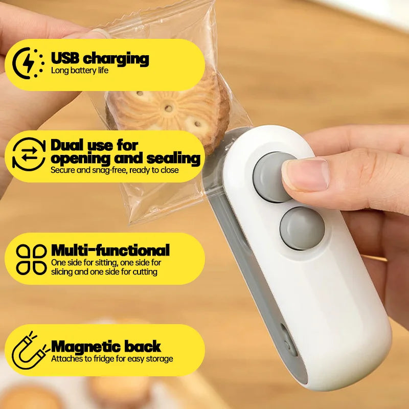 Mini Bag Sealer 1 USB Rechargeable Heat Food Packaging 300mah