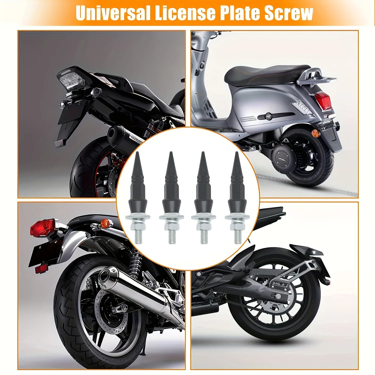 M6 Aluminum License Plate Frame Screws – Car & Motorcycle 4-Pack