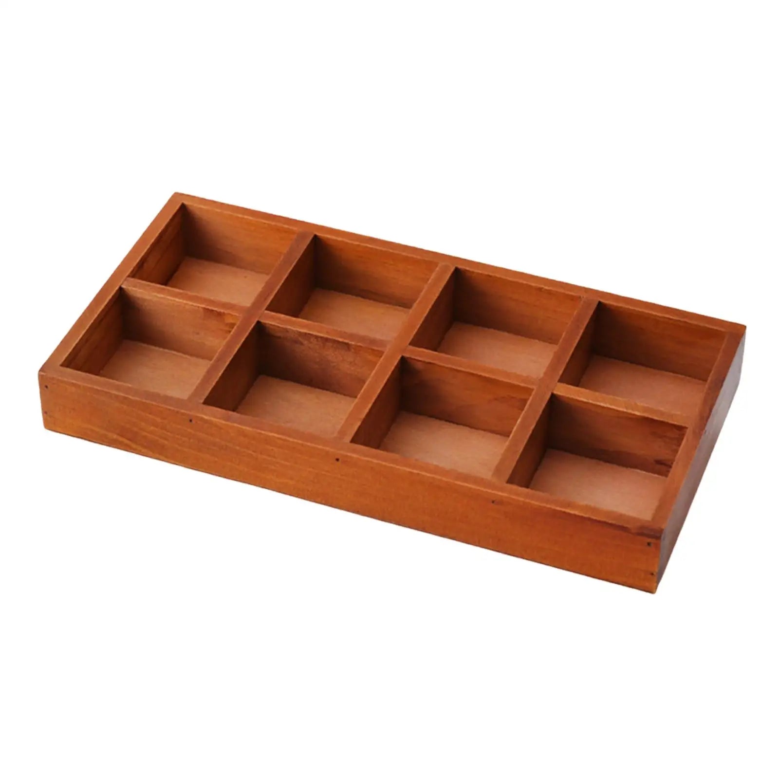 8-Grid Wooden Divided Storage Box – Jewelry & Flowerpot Tray Wooden Storage Organizer Zpaxo Brown