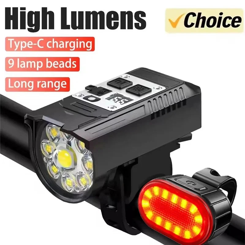 9 LED USB Rechargeable Zoomable Bike Headlight – IPX5 Waterproof