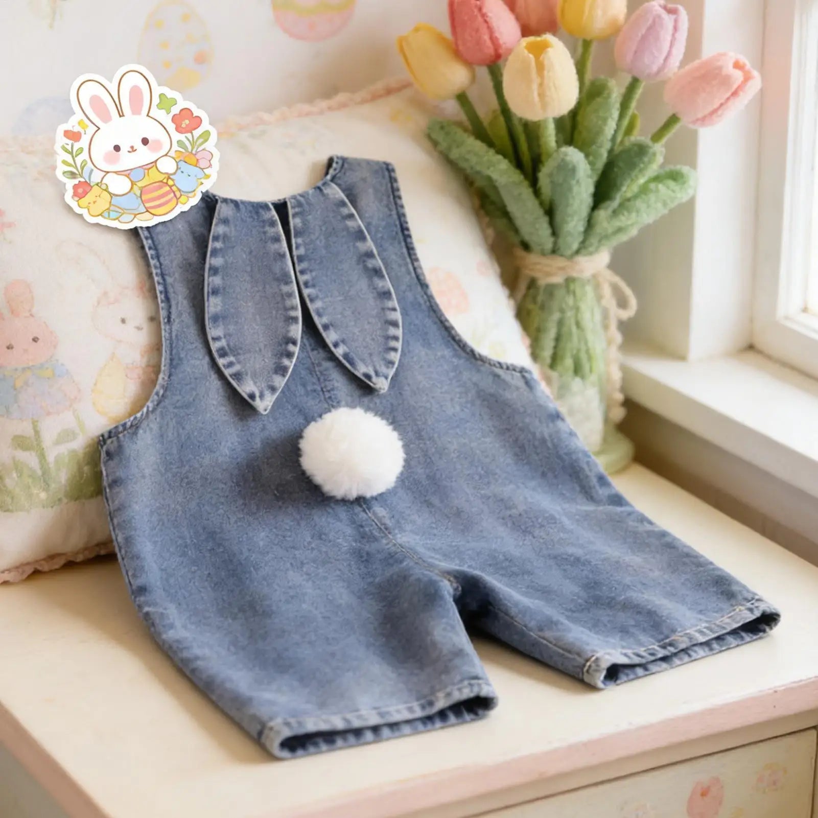 Boys Overalls Soft Breathable Funny Spring Easter Bunny Costume Holiday Decor For Indoor Home Daily Travel Camping Celebration Zpaxo