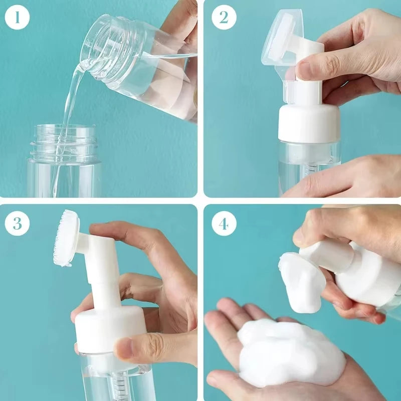 Foaming Gel Dispenser Refillable Press Pump Facial Cleanser Hair Wash