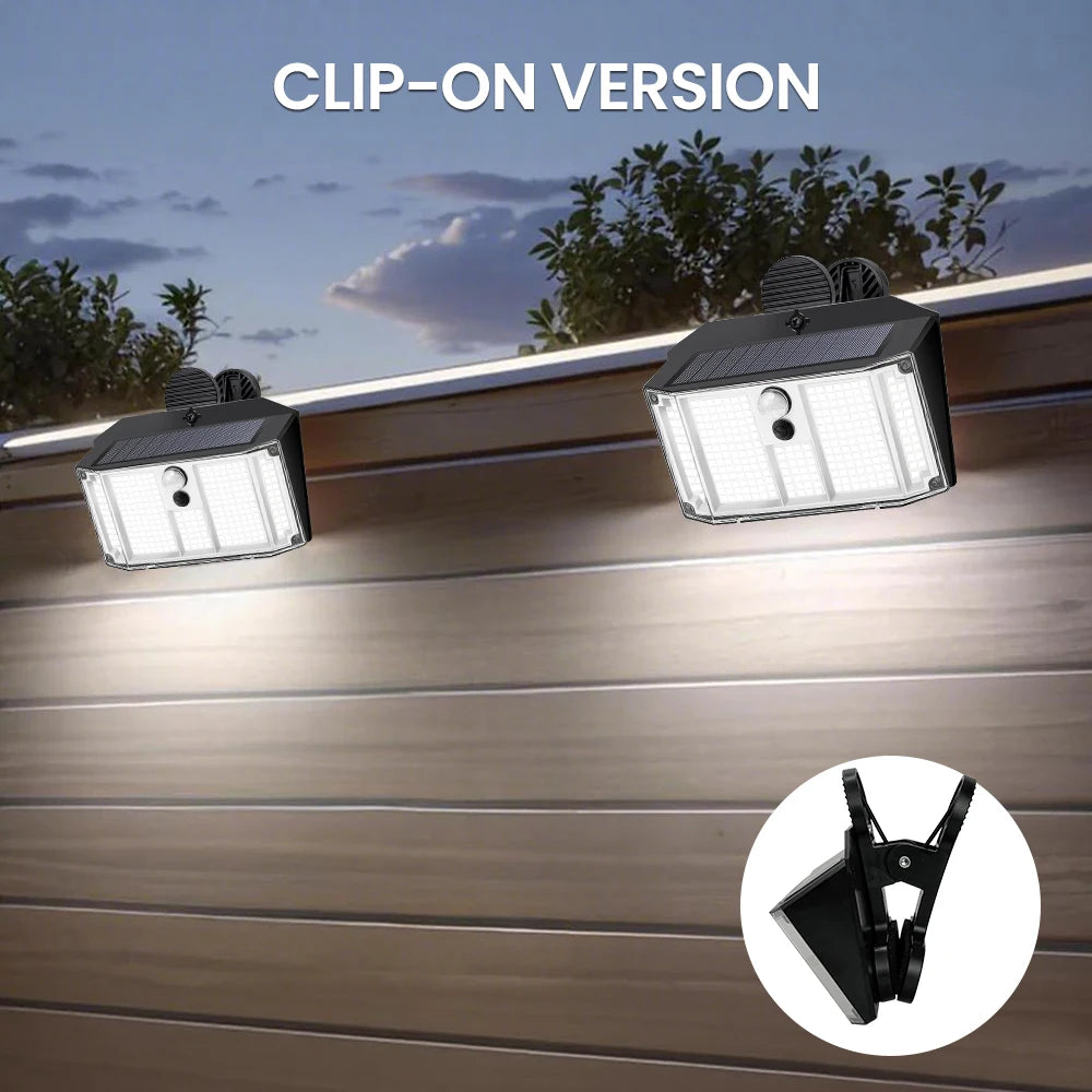 Clip on Solar Lights Outdoor With Motion Sensor 268/418LED Solar Fence Lights Outdoor Waterproof Modes Portable Security Light Zpaxo