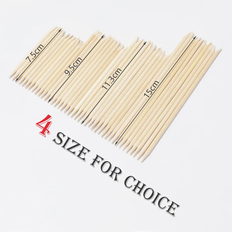 Nail Cuticle Pusher Orange Wood Sticks Nail Manicures Remover Wooden Design Nail Gel Polish Drawing Stick for Nail Art Zpaxo