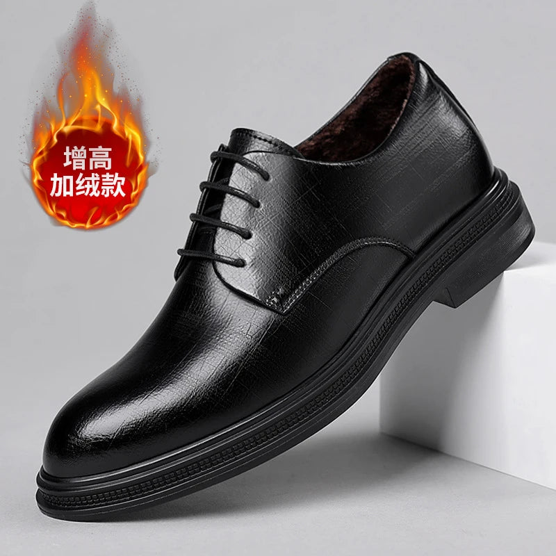 Mens Black Vintage Leather Lace Up Formal Business Office Groom Zpaxo Height Velvet 41 China Mainland