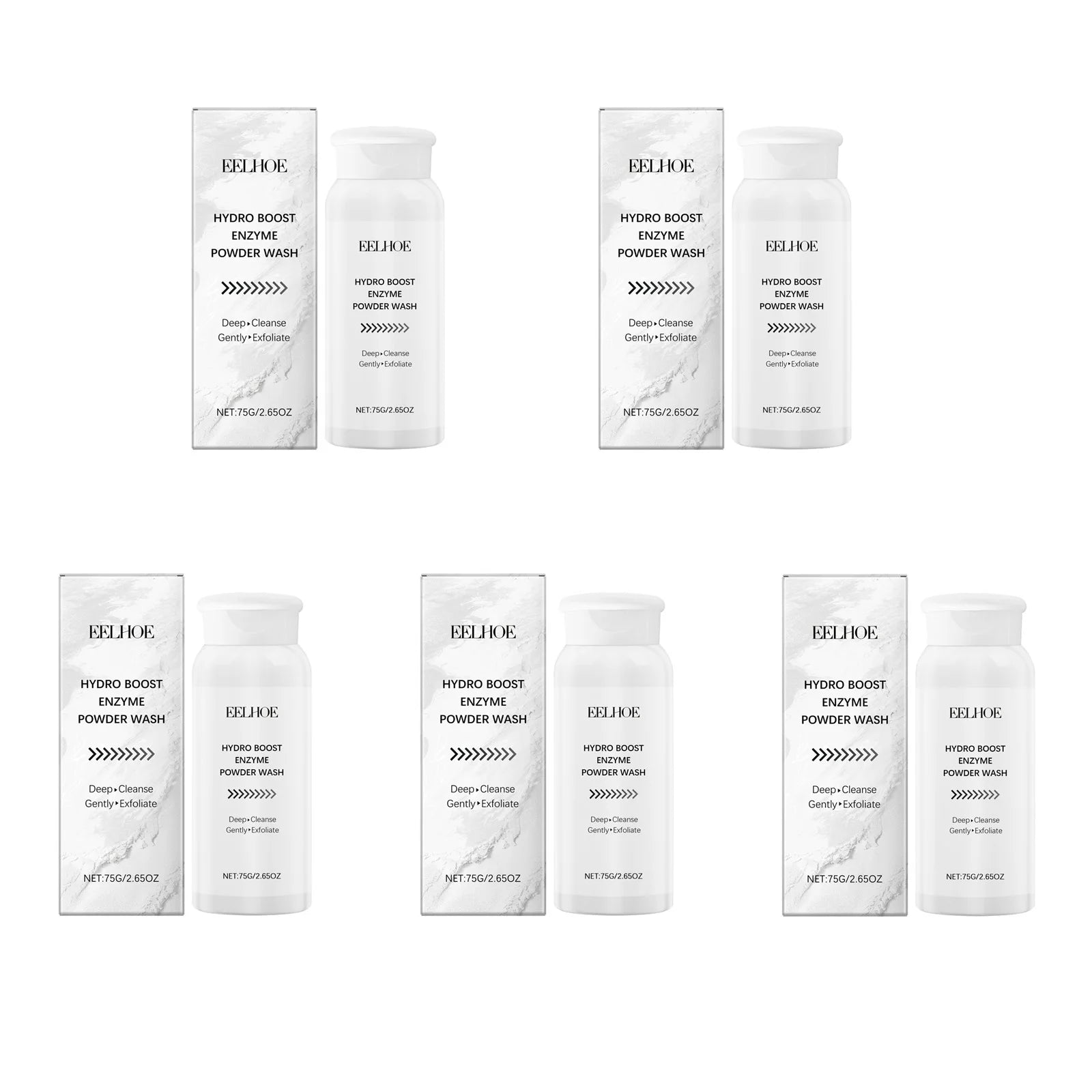 EELHOE Enzyme Face Powder Wash – Pore Cleanser & Oil Control Enzyme Face Cleanser Zpaxo 5 x 75g Boxed