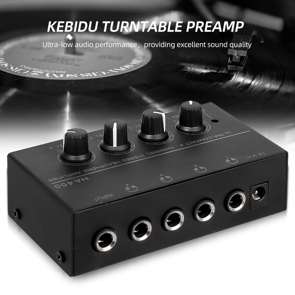 4 Channels Mini Headphone Amplifier HA400 Ultra-compact Stereo Audio