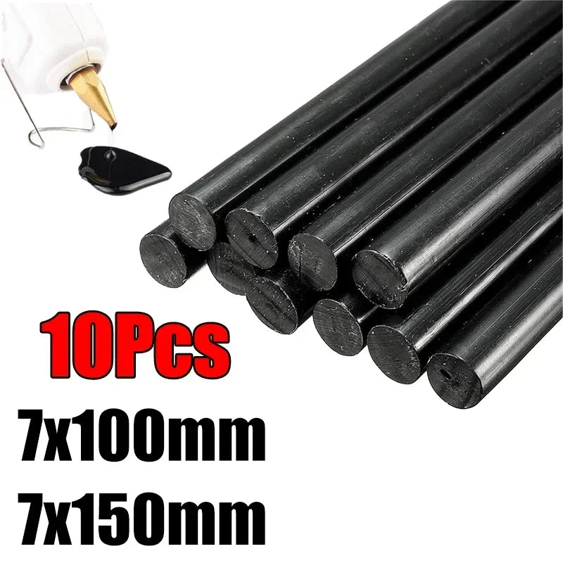 10Pcs 7x100mm 7x150mm Car Dent Repair Glue Sticks Car Body Paintless Dent Repair Black Hot Melt Strip Repairing Glue Stick Tools Zpaxo