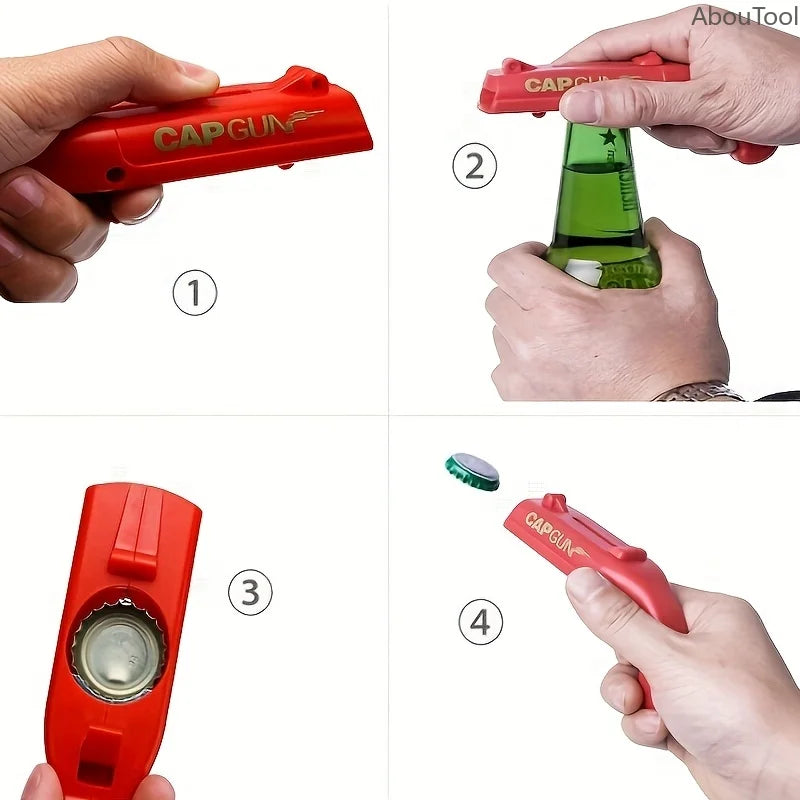 Cap Gun Beer Opener Beverage Drinking Opening Launcher Kitchen Party Zpaxo