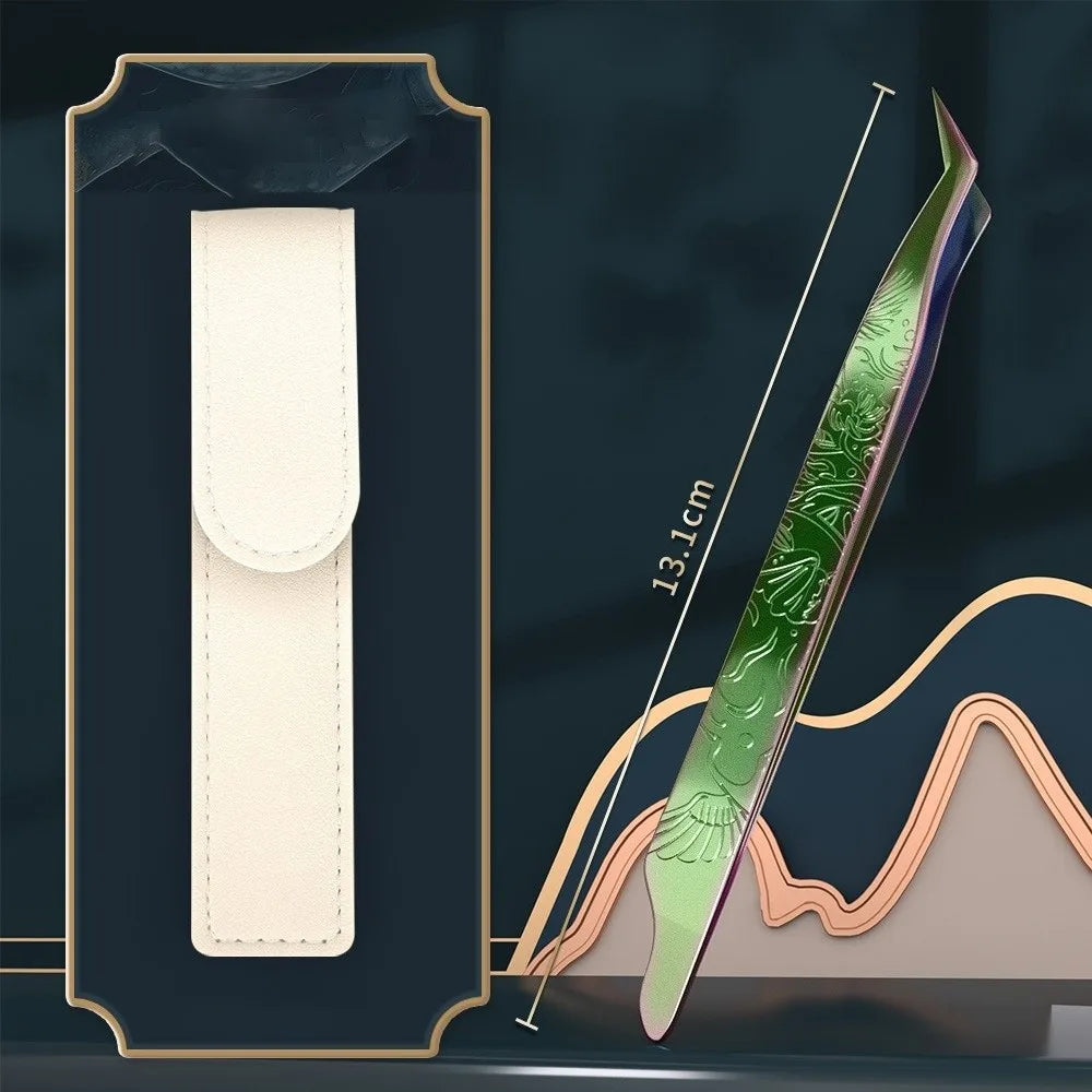 Stainless Steel Curved Stickers Tweezers Precision Anti-static False Zpaxo Green