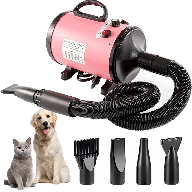 2800W Pet Dog Hair Dryer Blower – High-Power Low-Noise Grooming Pet Hair Dryer Zpaxo EU-Pink