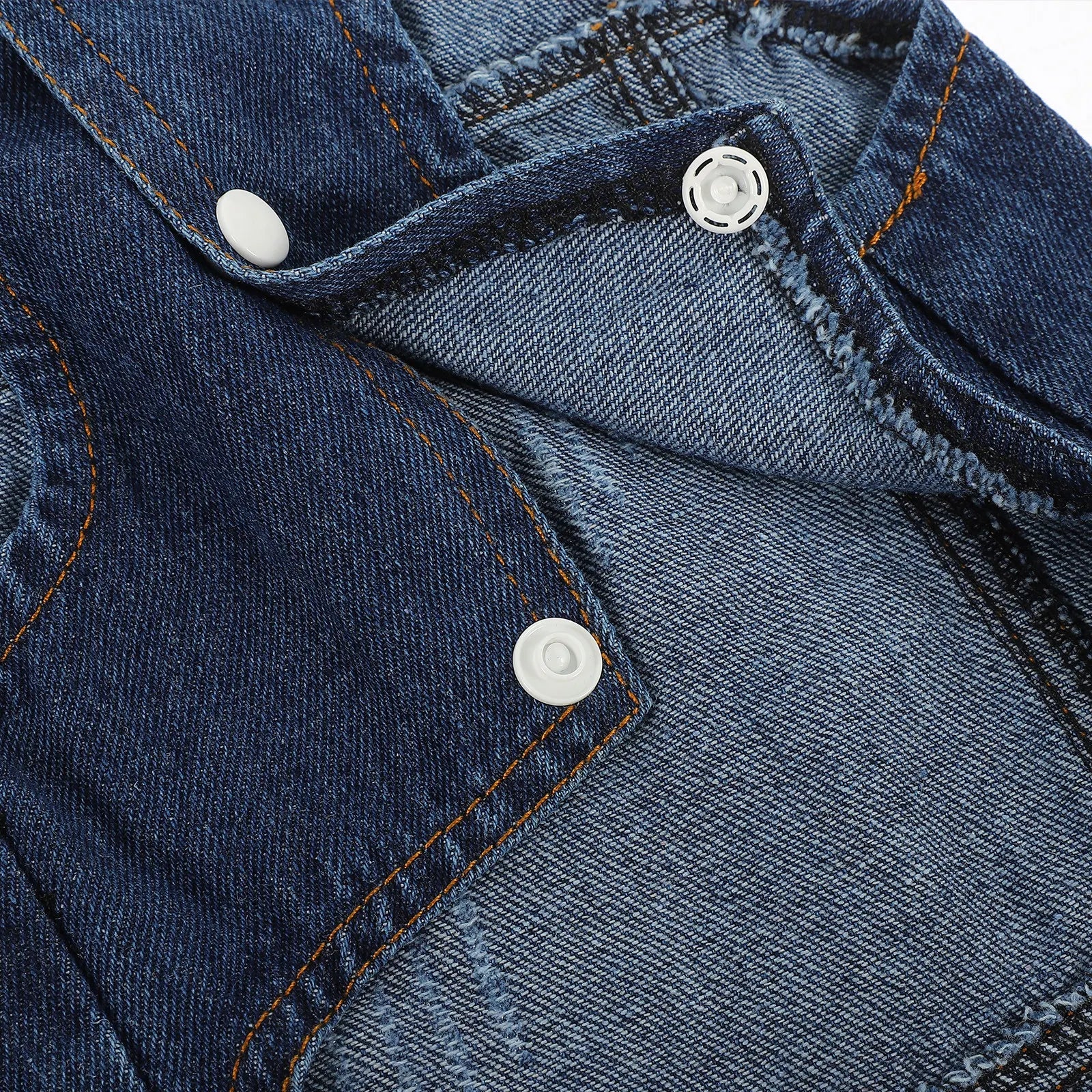 Pet Denim Vest Cool Retro Jeans Jacket Lapel Collar Button Closure