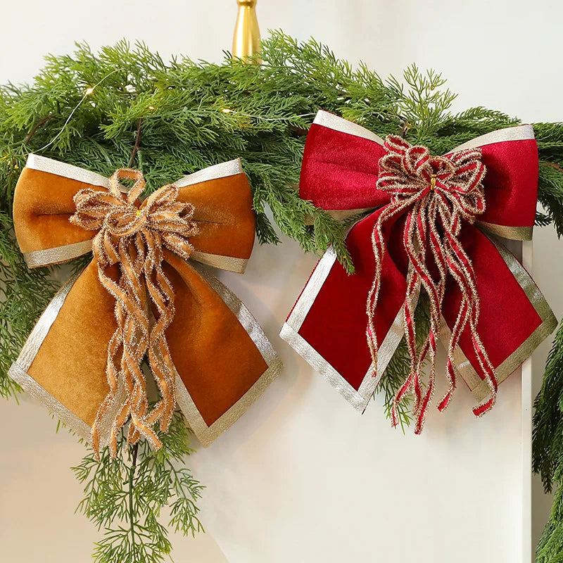 25cm Glitter Christmas Bow Decoration | Xmas Tree Pendant Christmas Bow Ornament Zpaxo
