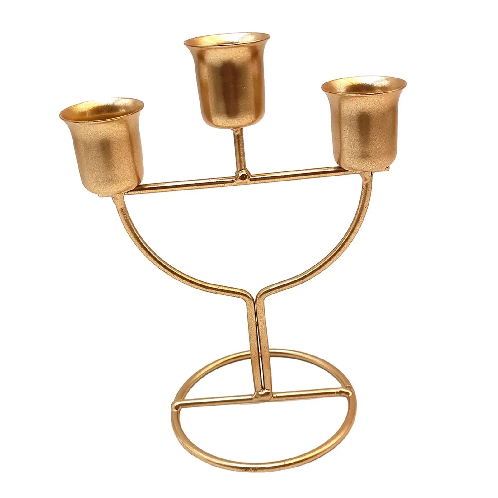 3-Arm Iron Candle Holder – Modern Candlestick Centerpiece Candle Holder Zpaxo Style D