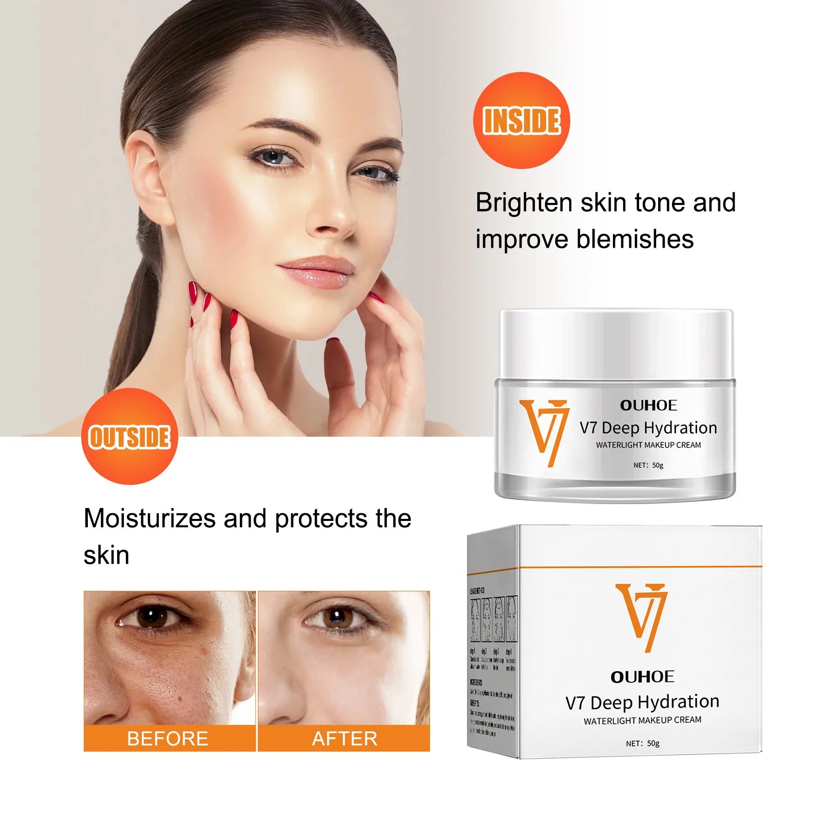 Face Cream Deep Hydration Waterlight Instant Whitening Moisturizing Zpaxo