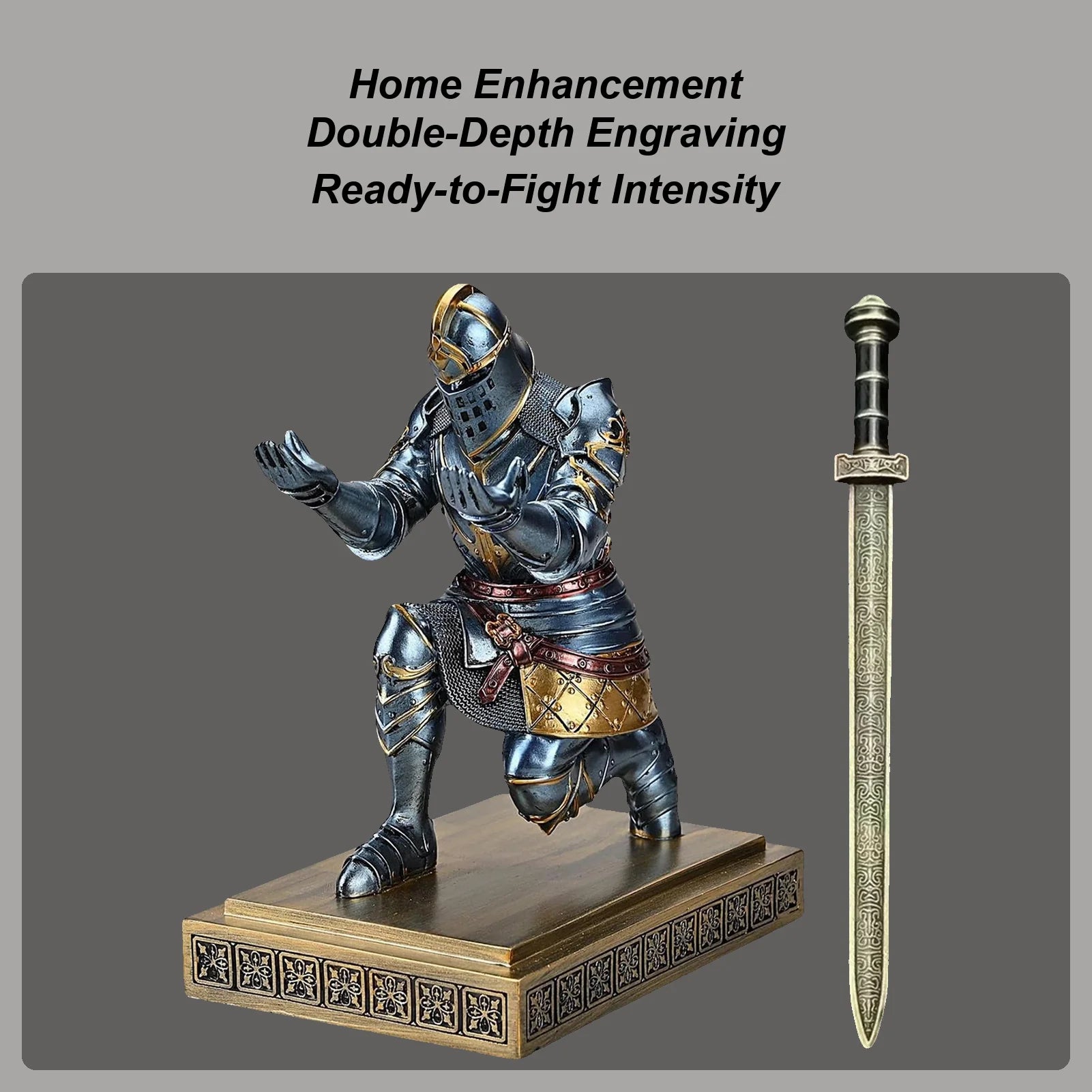 Cool Pen Holder Kneeling Pose Crayon Stand Knight Statue for Paper Pencils Table Painting Brush Workplace Classroom School Craft Zpaxo