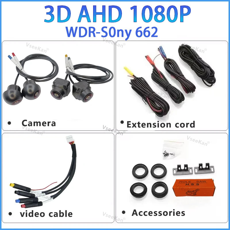 SN662 3D 360 Panoramic Car Camera WDR 8K AHD1080P Sensor Android Zpaxo 3D AHD 1080P sn662 China Mainland 12 V