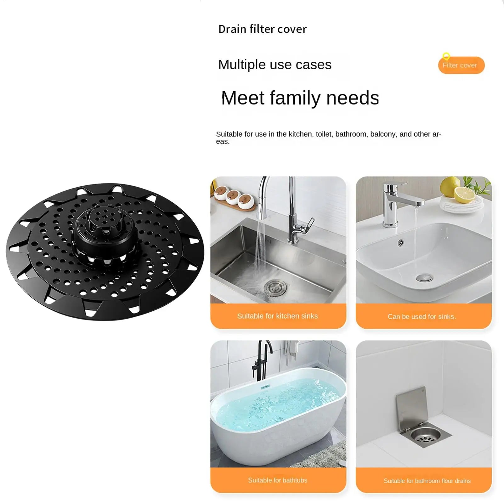 Hair Catcher Drain Protector Clog Preventer Universal Bathtub Shower