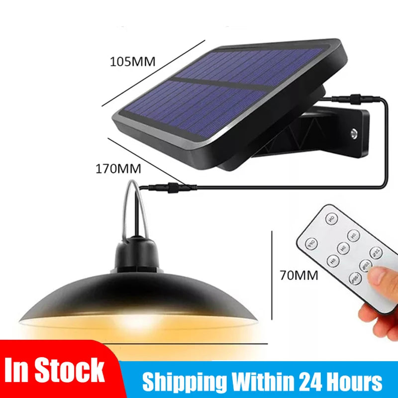 Solar Pendant Light Outdoor Indoor 2400mAh Shed Lights Remote Control Zpaxo Single-Warm China Mainland