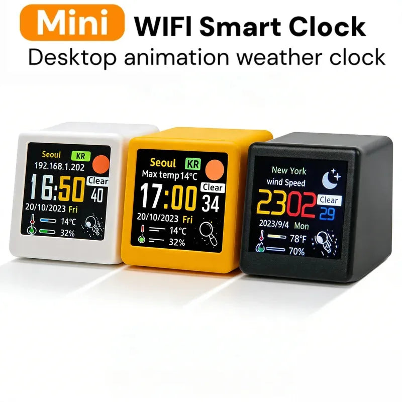 Compact Portable Smart Wifi Weather Station Temperature Humidity Time