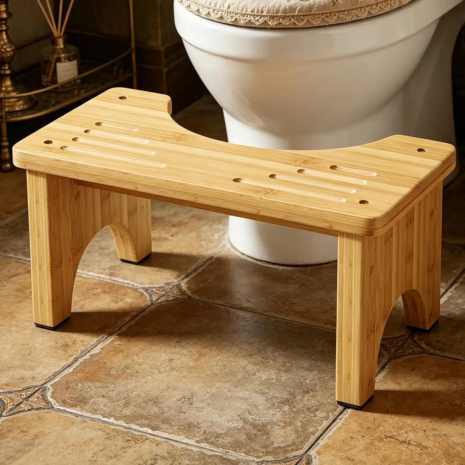 Toilet Step Pooping Wooden Portable Foldable Non-slip Bathroom Stool