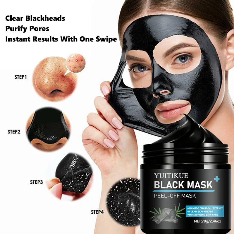 YUITIKUE Bamboo Charcoal Peel-Off Black Mask – Pore Purifying Peel-Off Face Mask Zpaxo