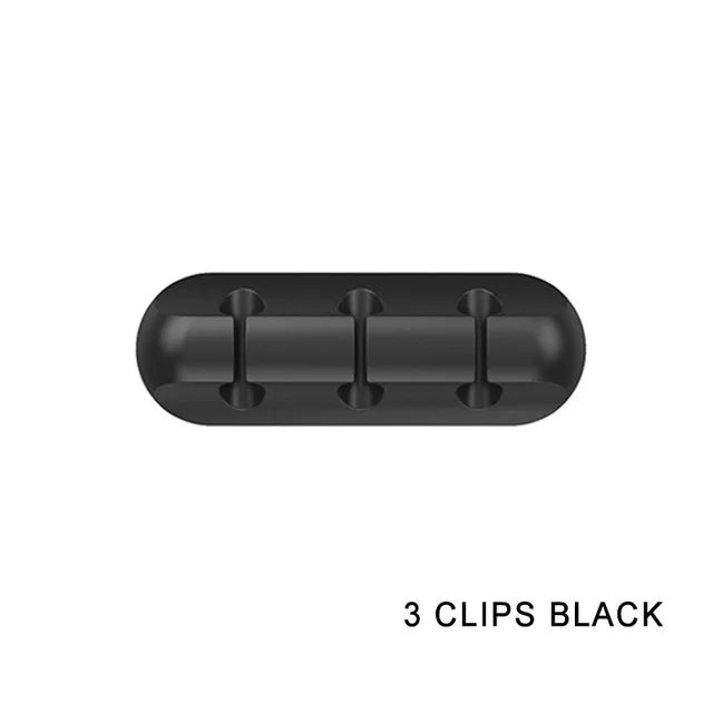 Silicone Cable Organizer Winder Desktop USB Management Clips Mouse Zpaxo black 3 Channel