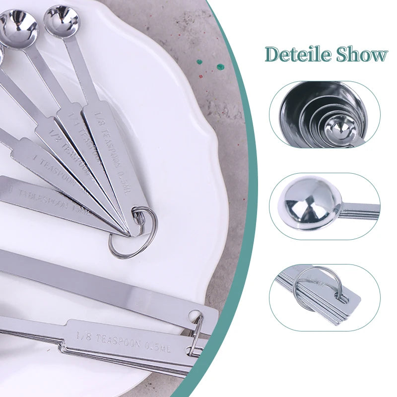 5/6Pcs Measuring Spoons Stackable Kitchen Measuring Spoon Set Stainless Steel Measuring Scoops Set Kitchen Baking Tool Zpaxo
