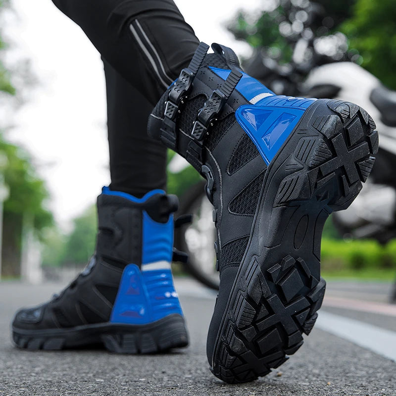 Lexsan Motorcycle Boots Men Leather Motos Breathable Anti Slip