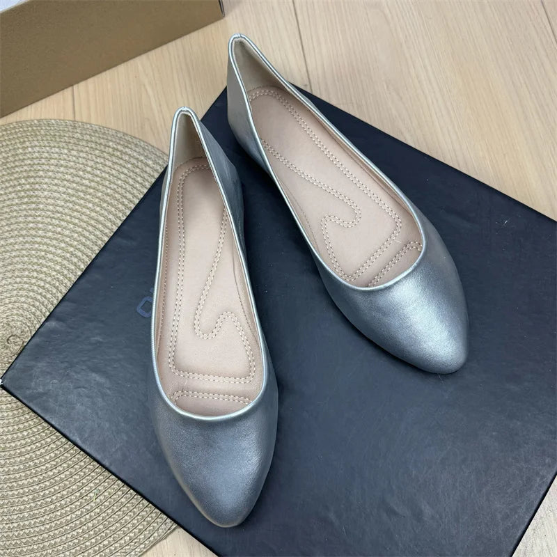 Flat Shoes for Women Spring and Autumn 2025 New Shallow Mouth Pointed Toe Boat Shoes Plus Size Women's Shoes Zapatos De Mujer Zpaxo 9 40