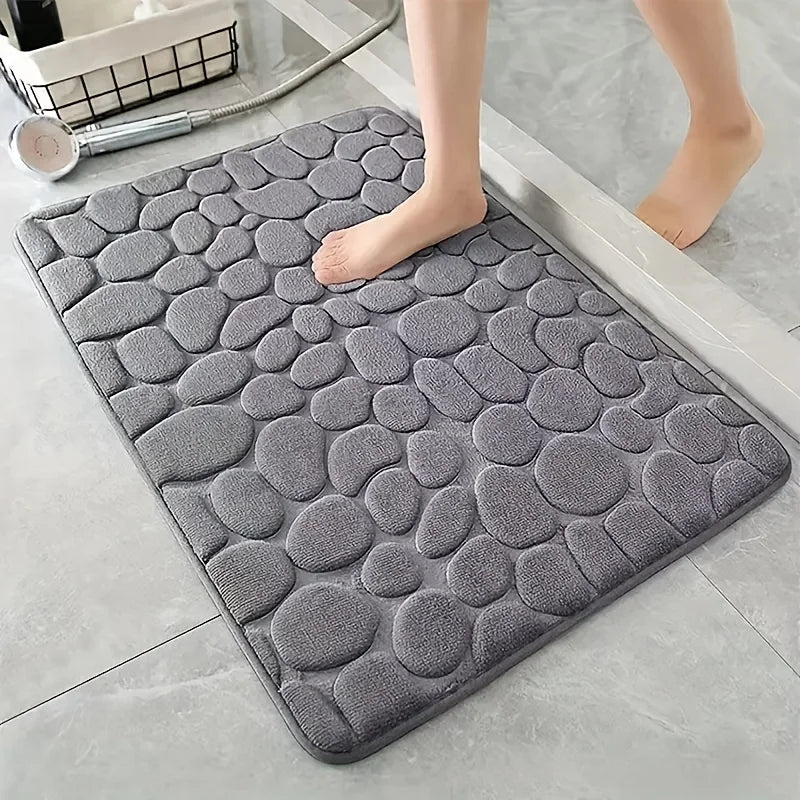 Easy And Stylish] Memory Foam Flannel Bath Mat Quick-Drying Non-Slip, Soft Comfortable, Machine Washable Stylish Home Bathroom Zpaxo gray1 40x60cm