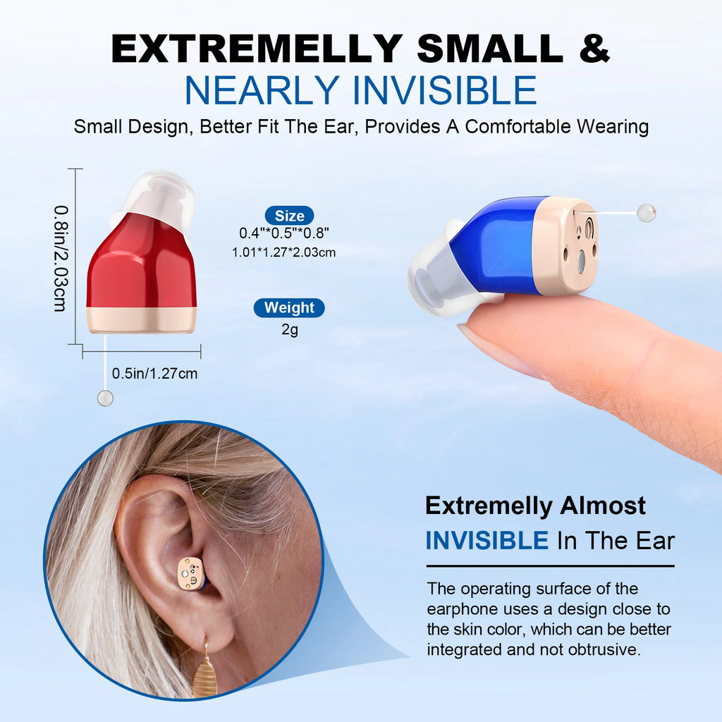 CIC Rechargeable Hearing Aid Mini Smart Amplification Aids Noise