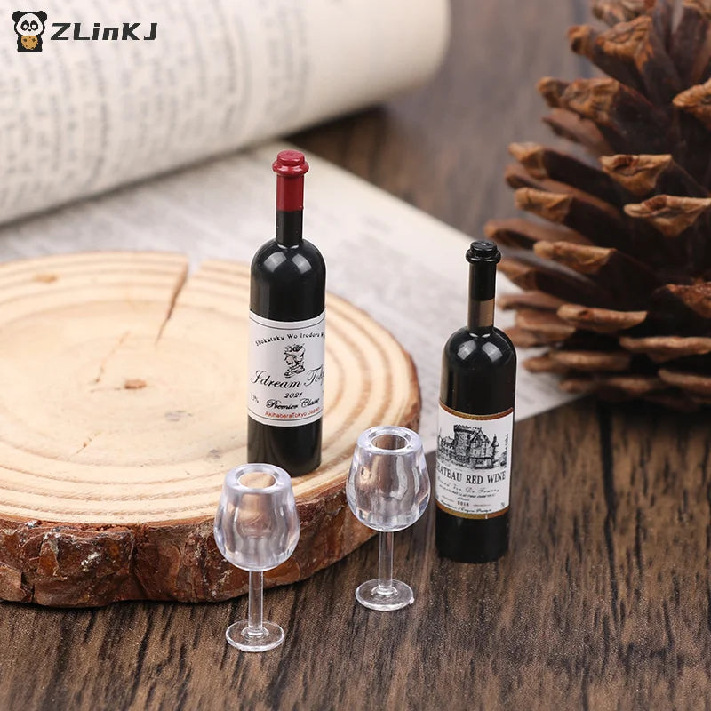 Miniature Food Play Doll House Simulation Red Wine Box Scene Props Zpaxo