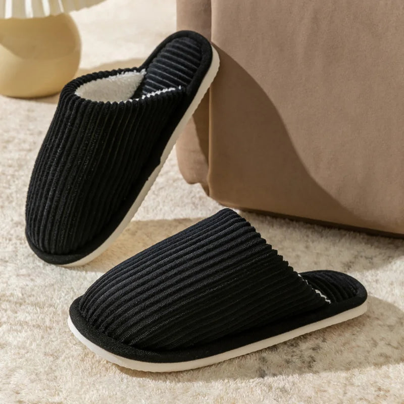 Winter Warm Plush Men Slippers Non Slip Soft Shoes Comfort Flat Heel