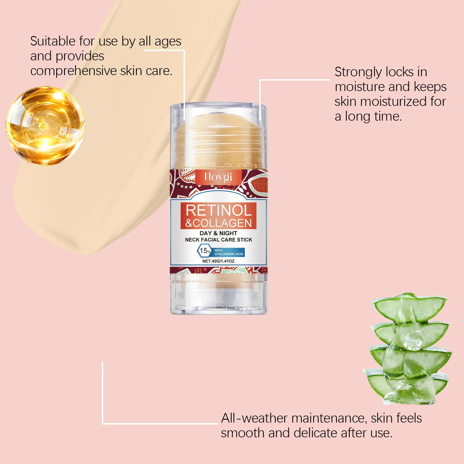Neck Face Firming Stick 40g with Jojoba Oil Hyaluronic Acid Collagen Anti Wrinkle Cream for Sagging Hydrating for Sensitive Skin Zpaxo