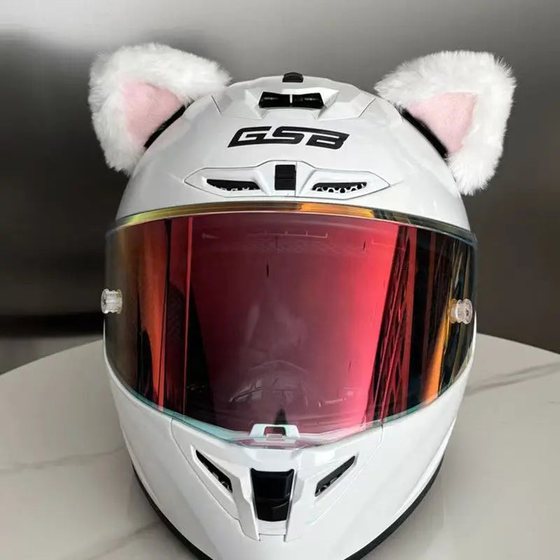 Plush Cat Ear Motorcycle Helmet Decoration | Velcro Attachment