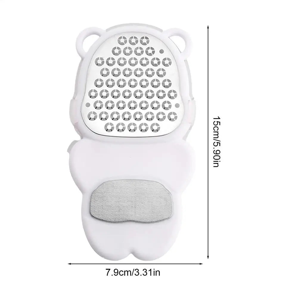 Foot Callus Remover Stainless Steel Bear-shaped Portable Grinder Dead Zpaxo White