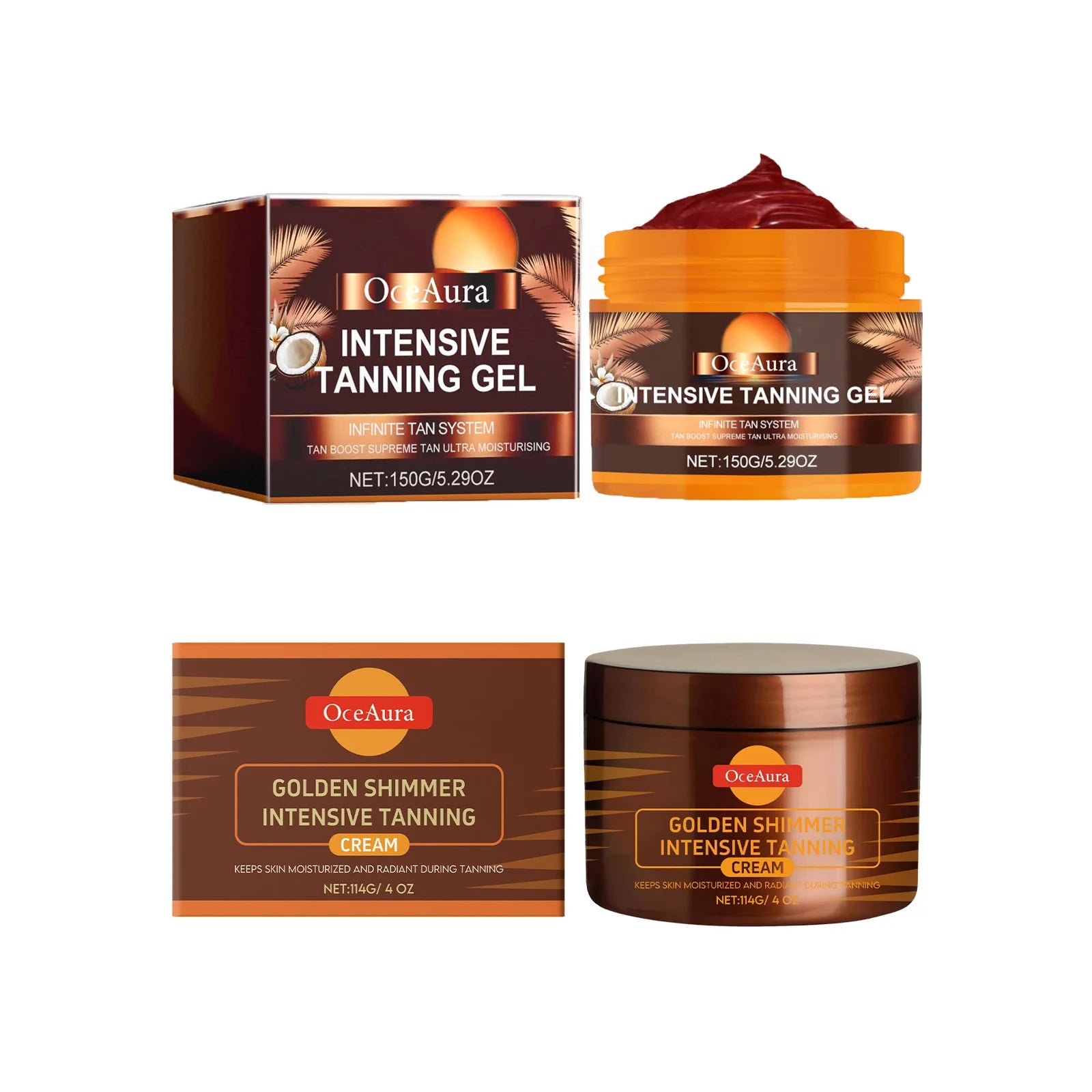 OceAura Self Tanning Gel & Cream Set | Sunless Bronzer Self Tanner Set Zpaxo