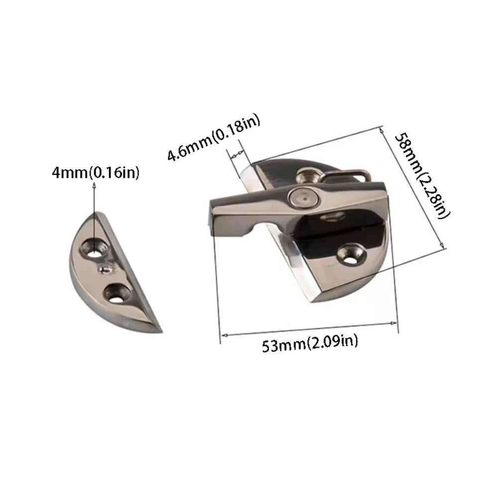 316 Stainless Steel Marine Cabinet Lock 180 Degree Rotation Round Shape Boat Hardware Accessories Durable Hardware Zpaxo 58mm-2.28in