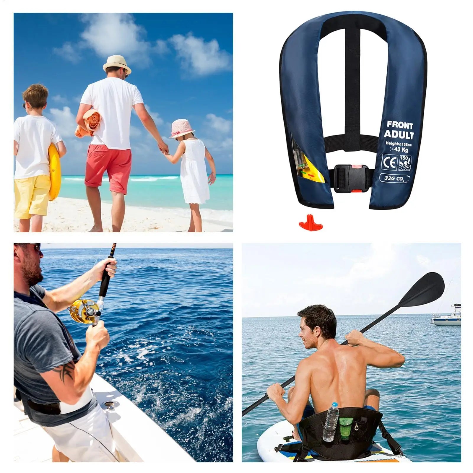 Inflatable Life Vest Self-inflating Swim Jackets Compact Snorkeling