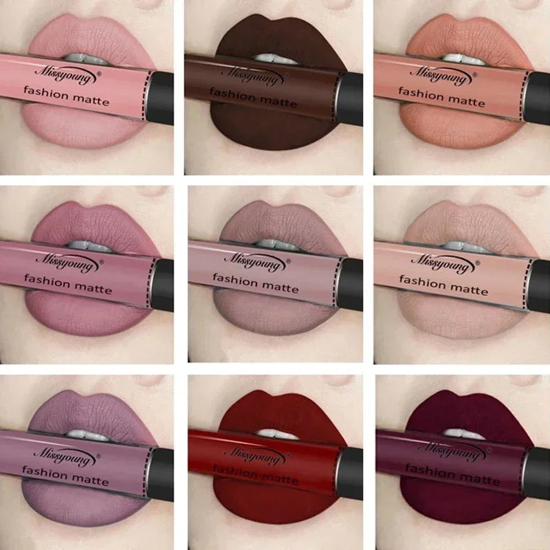 Makeup Lipstick Matte Brown Nude Chocolate Liquid Lip Gloss Batom Zpaxo