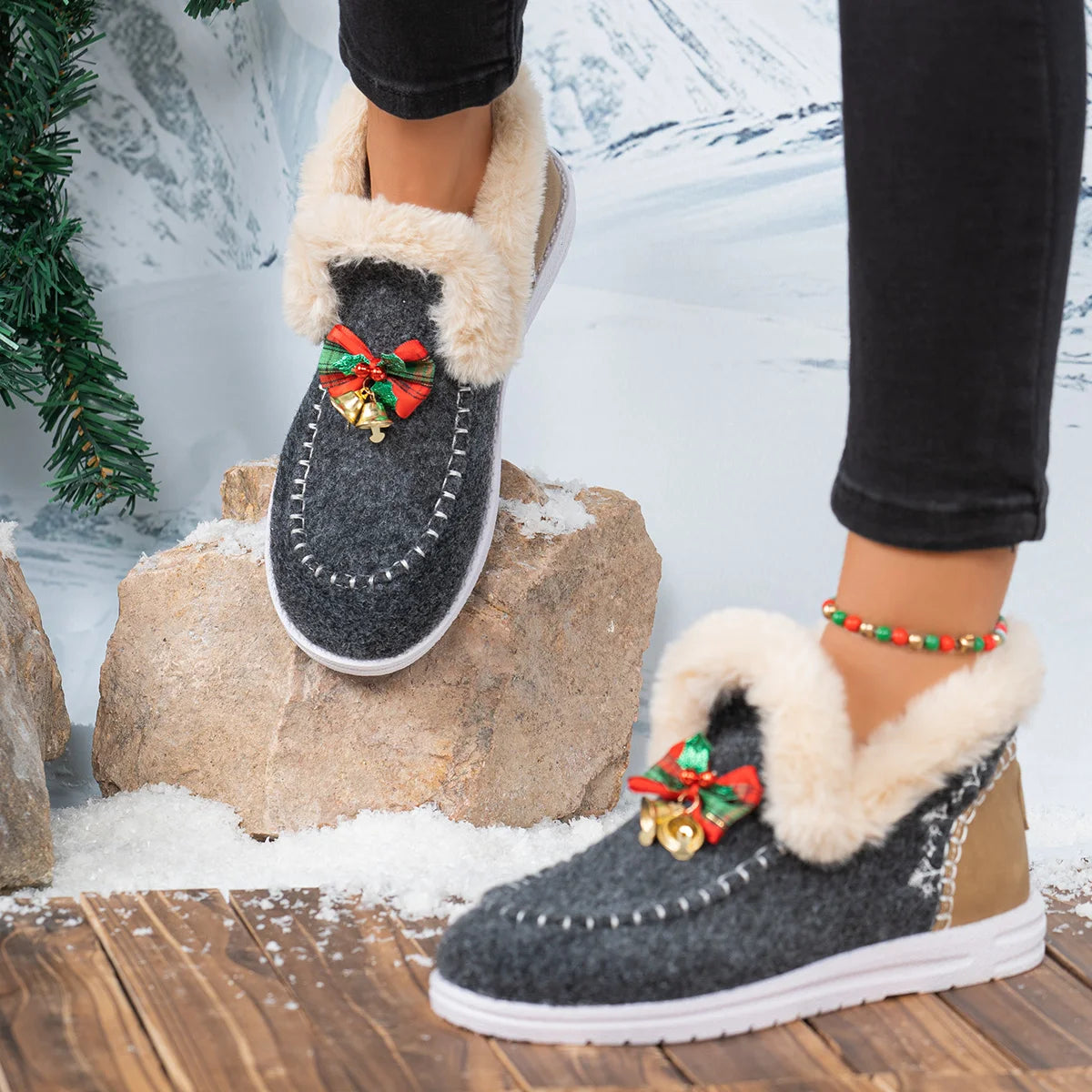 Women Ankle Boots 2025 New Thickened Fluff Lined Snow Boots Easy To Wear Short Fashionable Shoes Warm Cotton Flats Shoes Women Zpaxo