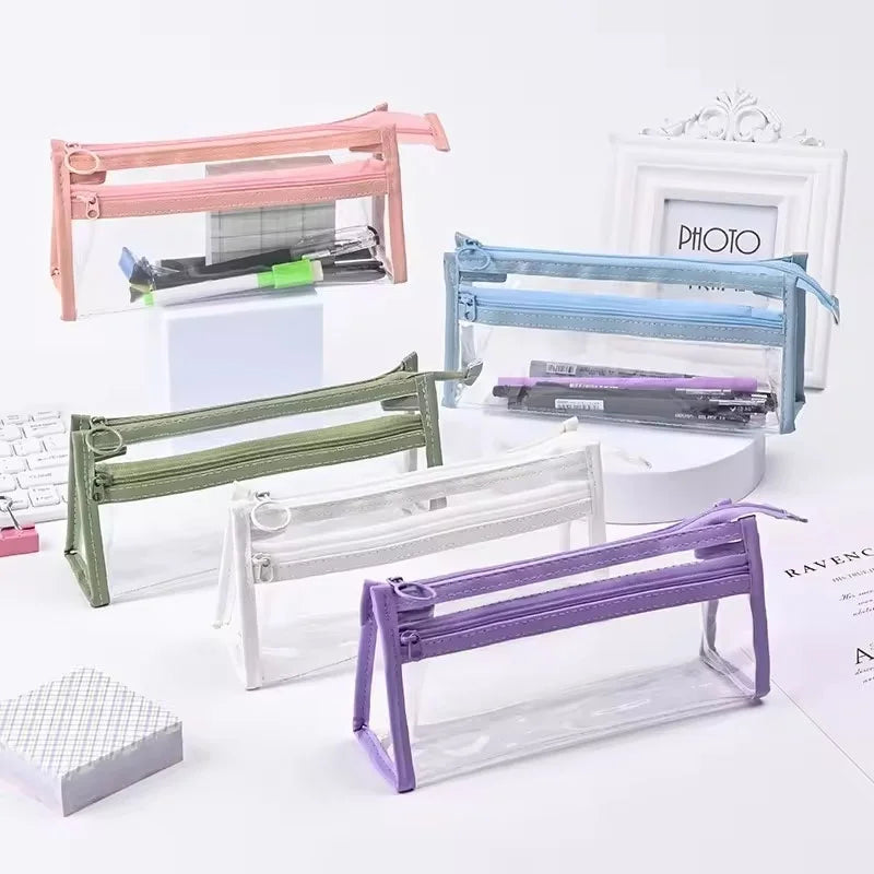 Student Transparent Pencil Case Large Capacity Pencil Case Waterproof Pen Bag Cosmetic Bag For School Stationery Office Supplies Zpaxo