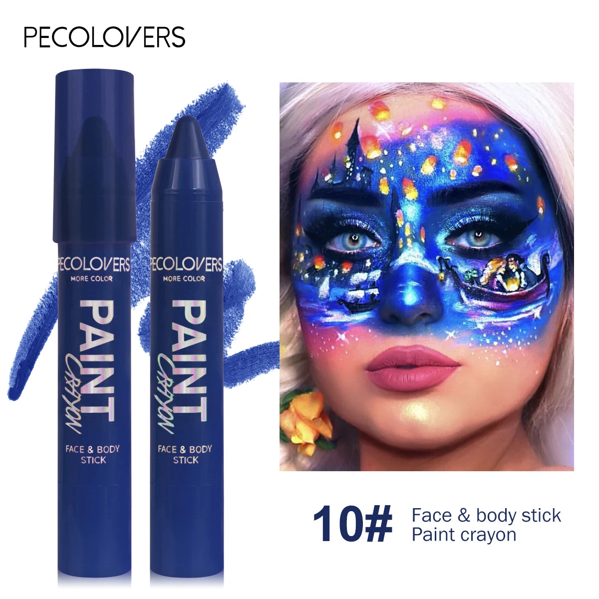 Face & Body Paint Sticks Body Paint in Blue black green Sweat-Proof & Water-Resistant Halloween & LongLasting Effect Zpaxo 10