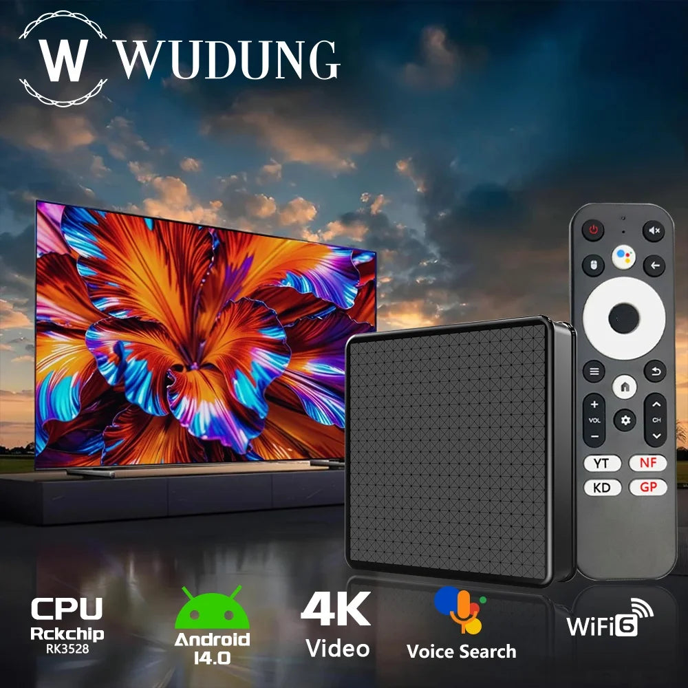 Wudung WD2 TV Box Android14 Storage RK3518 Quad Core 5G Wifi 6 4K HDR Set Top Box Portable Video Movie TV Channel Media Player Zpaxo
