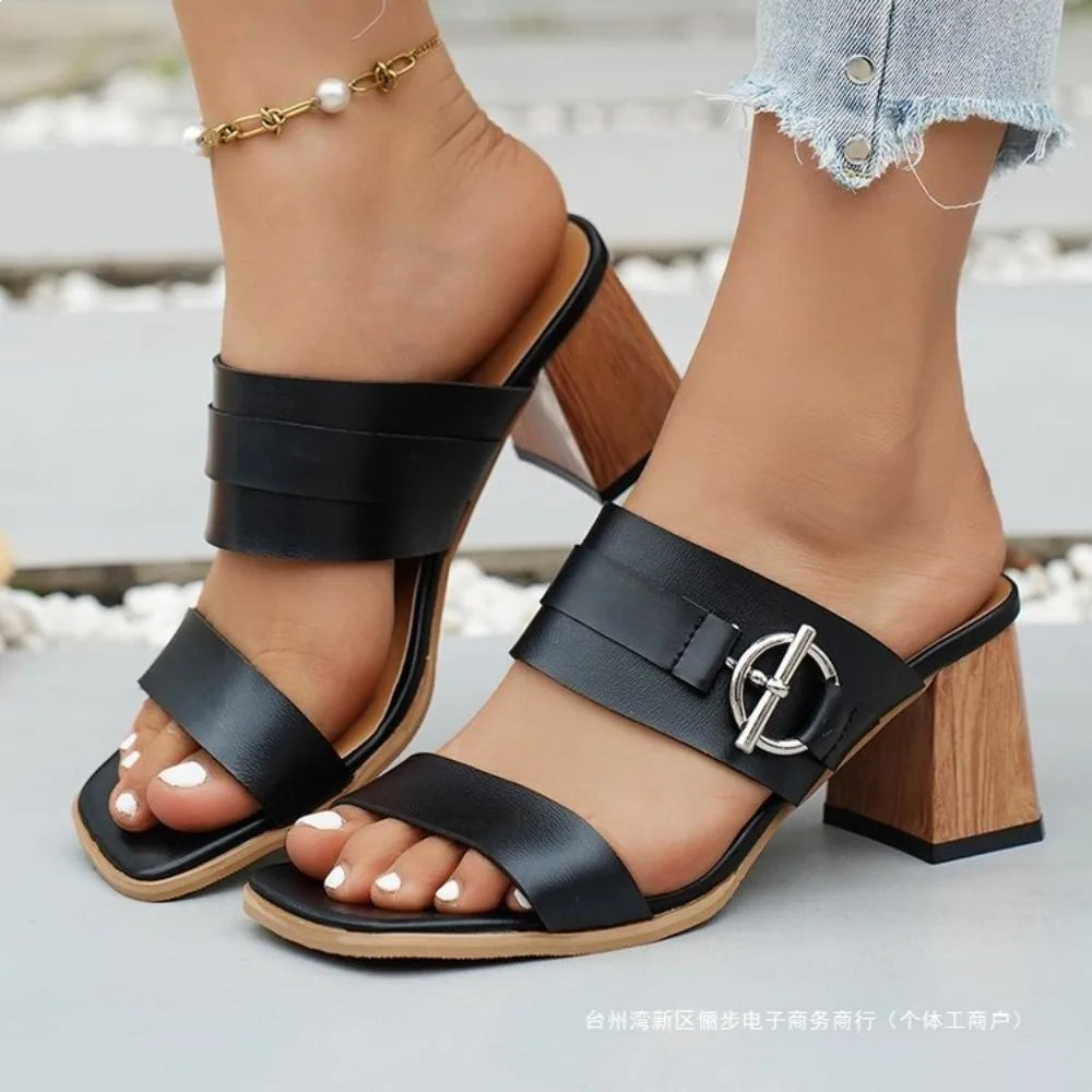 2026 Summer Women Heeled Slippers Women's Relaxation Shoes Fashion