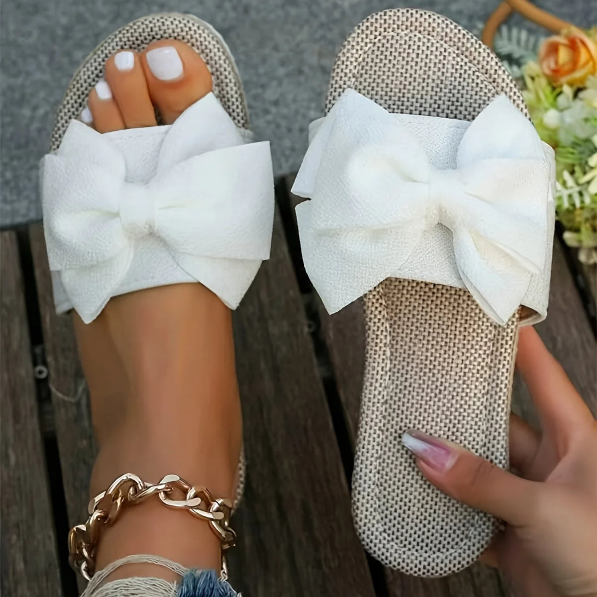 Women Slippers 2025 Bow Anti Slip Sandals Wear-resistant Soft Sole Zpaxo