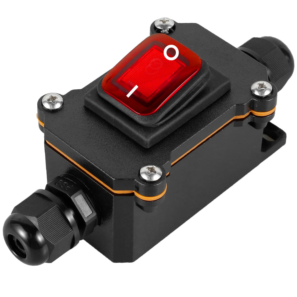 30A 220V Heavy Duty Inline Cord Switch IP65 Waterproof Power Cord Toggle Switch Button Rain Proof Outside Duty Device Switch Zpaxo black